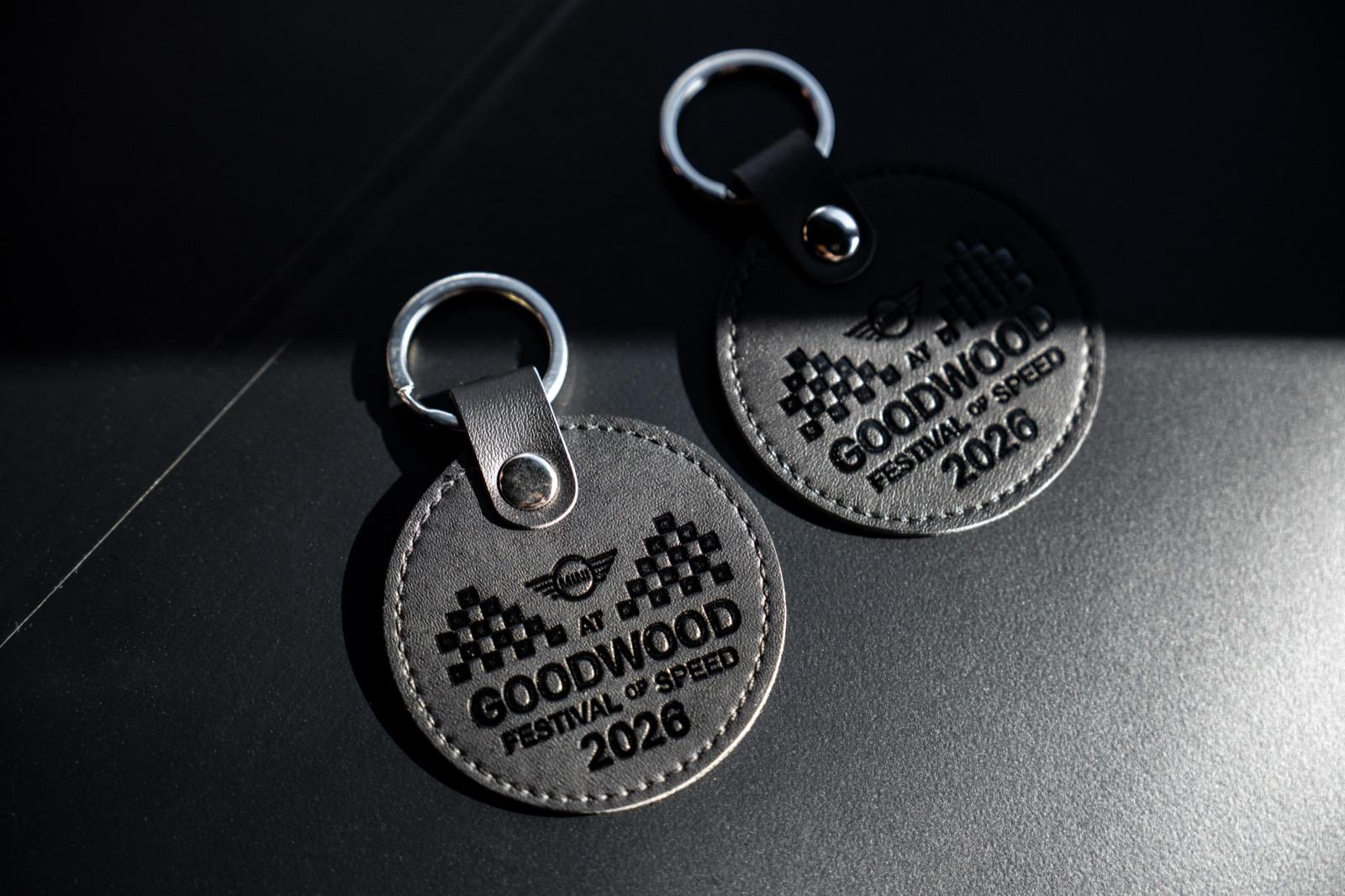 Embossed Goodwood Festival of Speed 2026 leather keyrings